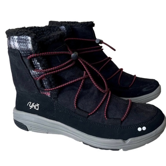 Ryka Shoes - Ryka Alyssa Women's Black and Burgundy Fur Lined Winter Boots